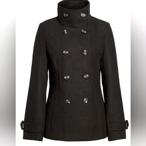 GEORGE STYLISH BLACK PEACOAT FASHION 6 BUTTON DOUBLE BREAST WOMENS COAT
